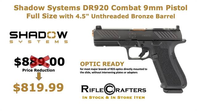 SHADOW SYSTEMS DR920 COMBAT 9MM OPTIC CUT Unthreaded Bronze DLC