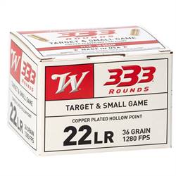 Winchester 22LR 36gr Copper Plated Hollow Point ⚠️BOX OF 333rds⚠️