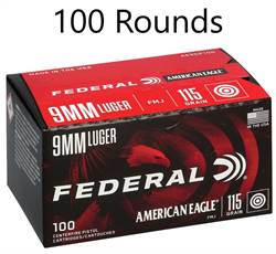 Federal 9mm Luger Ammunition 115 Grain Full Metal Jacket 100 Round Box