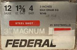 FEDERAL 3” MAGNUM 1 3/8 #4 Shot