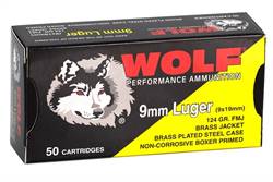 Wolf Performance 9mm Luger 124Gr FMJ Brass Plated Steel Case ⚠️1,000rds for $225⚠️