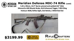 Meridian Defense MDC-74 Rifle 5.45x39mm, 14.5” Barrel, pinned and welded (16” OAL) with Holosun 403B