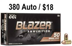 Blazer Brass 380 Auto 95 Grain FMJ 50 rounds