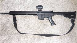 16" 300 Blackout AR Carbine with red dot.