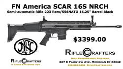 FN America SCAR 16S NRCH 223 Rem/556NATO, 16.25" Barrel, Black, Synthetic Stock, Adjustable Sights